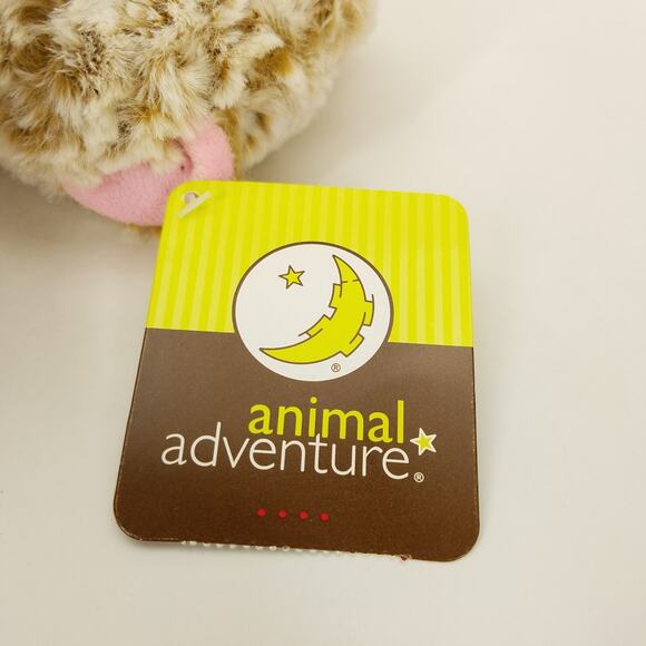 Animal Adventure Frosted Tan Bear Pink Bow Heart Paws Plush Stuffed Animal Soft - Picture 6 of 11